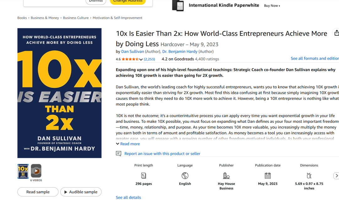 《10倍比2倍更容易》书籍推荐海报