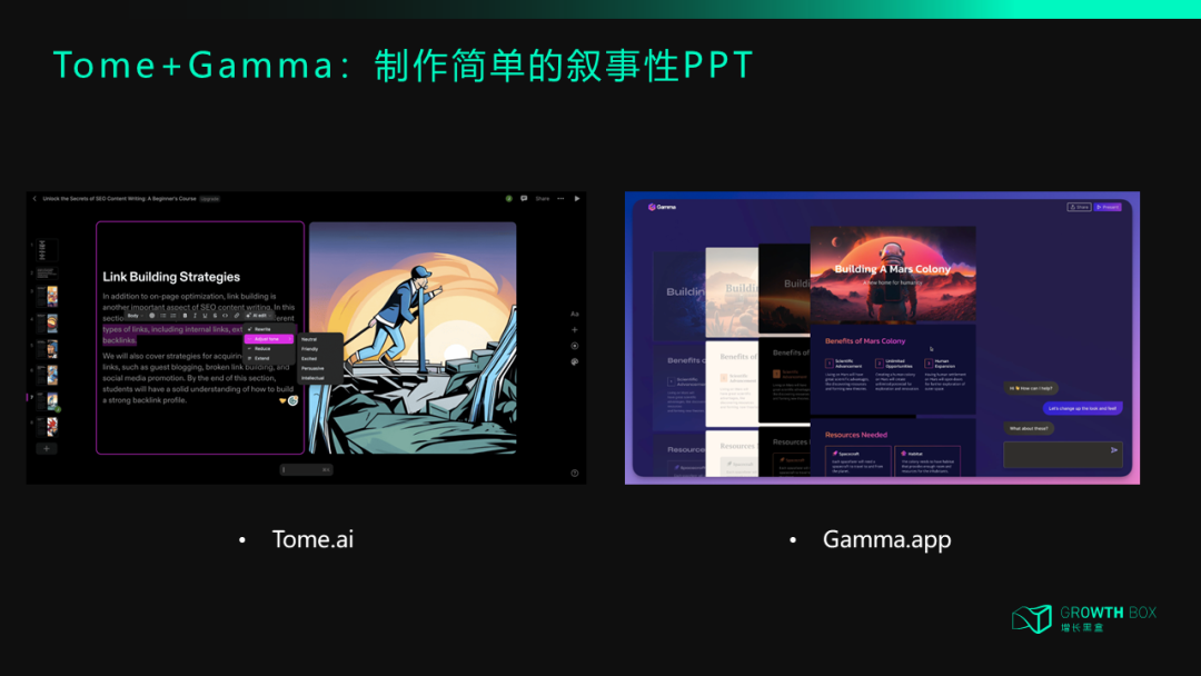 Tome与Gamma自动化PPT生成工具