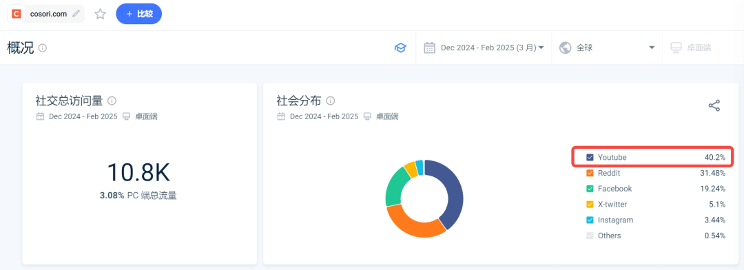 Cosori独立站流量来源构成与社媒渠道分布