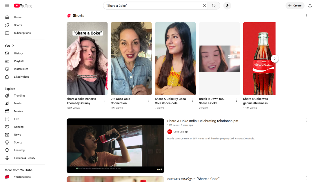 可口可乐Share a Coke YouTube营销活动案例