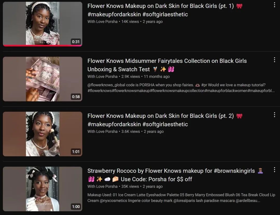 花知晓合作黑人博主With Love Porsha视频截图