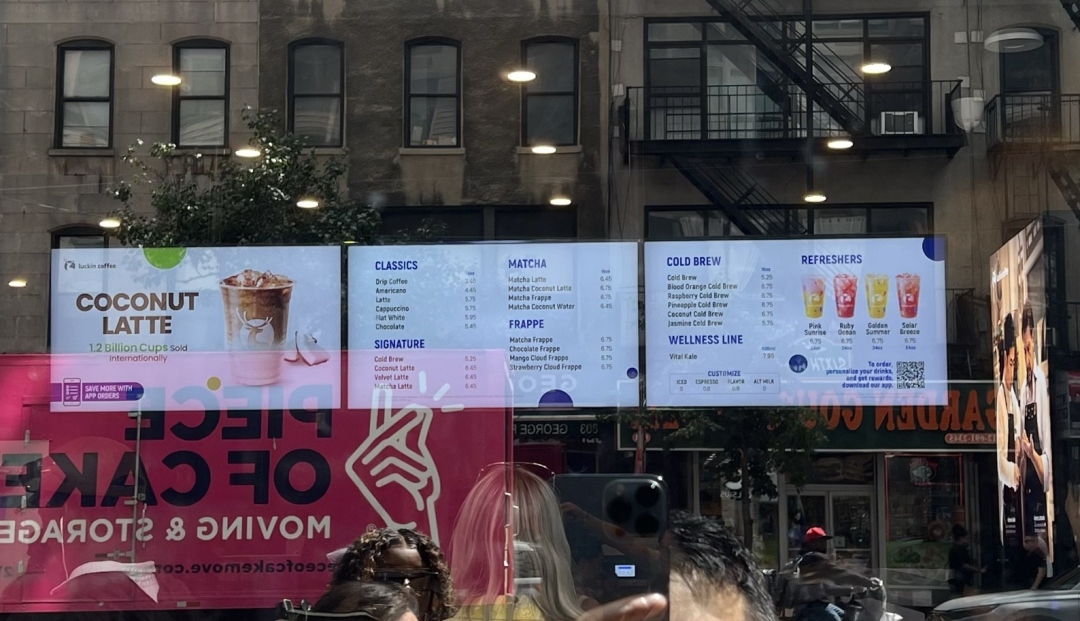 瑞幸美国门店菜单展示