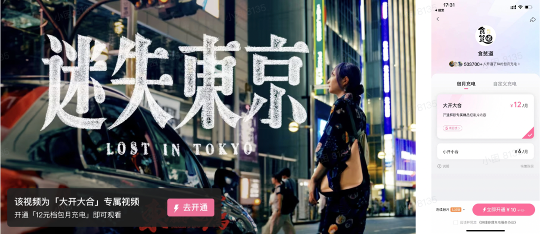 B站充电专属功能迷失东京播放量与充电收入数据截图